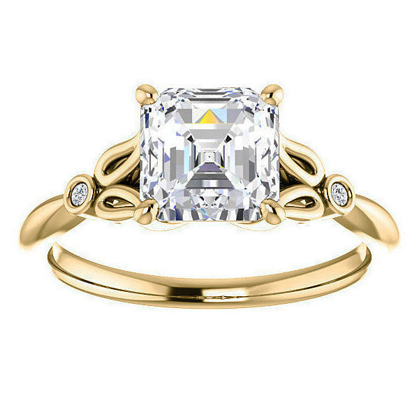 Floral Inspired Asscher Cathedral Engagement Ring