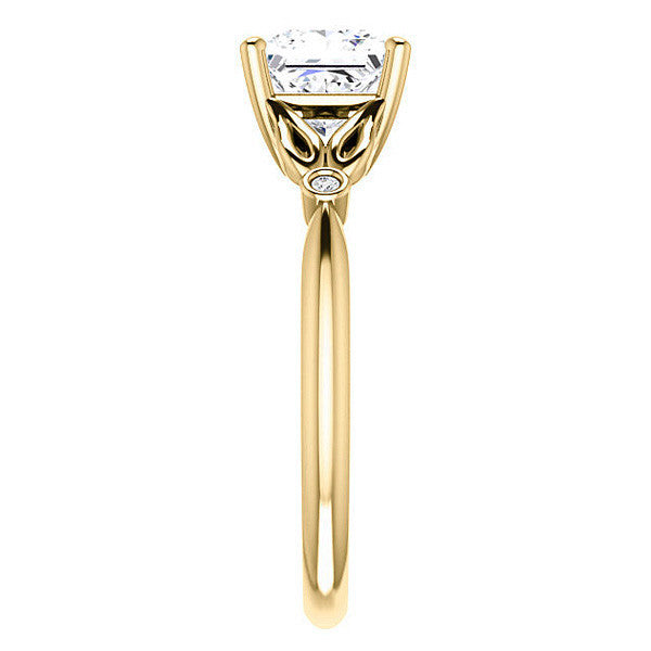Floral Inspired Asscher Cathedral Engagement Ring