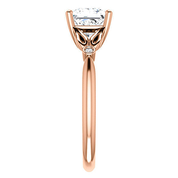 Floral Inspired Asscher Cathedral Engagement Ring