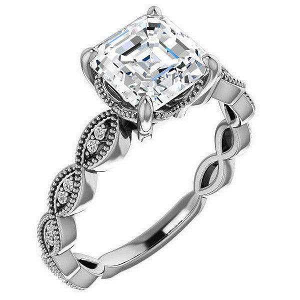 Asscher Infinity-Styled Engagement Ring with Milgrain