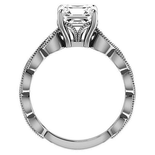 Asscher Infinity-Styled Engagement Ring with Milgrain