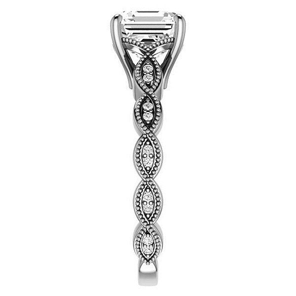 Asscher Infinity-Styled Engagement Ring with Milgrain