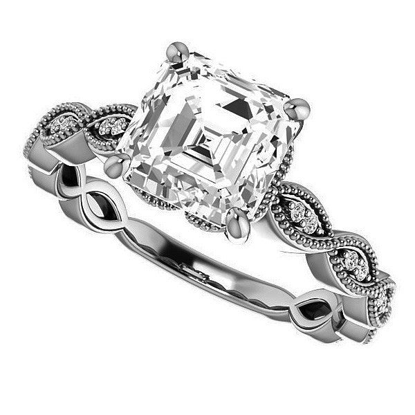 Asscher Infinity-Styled Engagement Ring with Milgrain