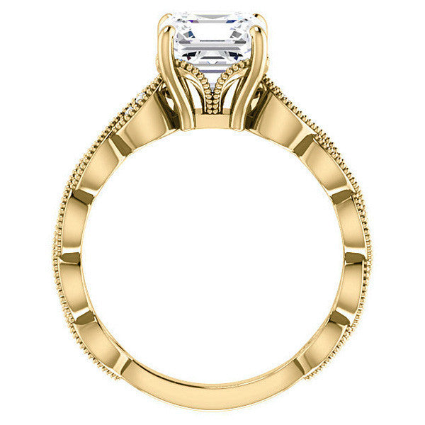 Asscher Infinity-Styled Engagement Ring with Milgrain