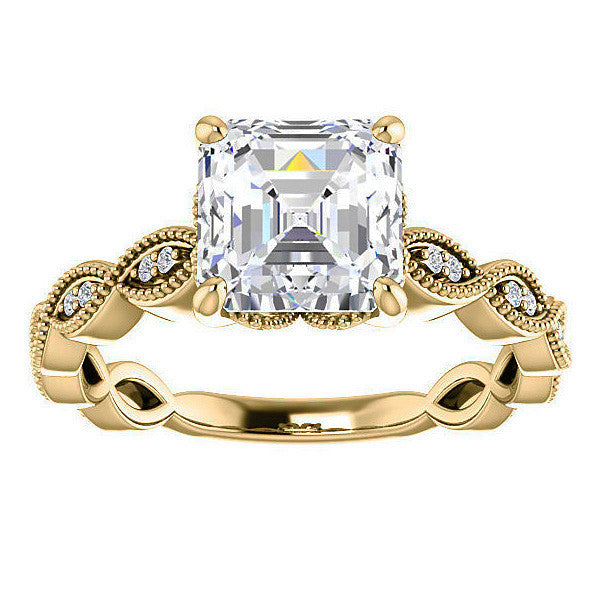 Asscher Infinity-Styled Engagement Ring with Milgrain