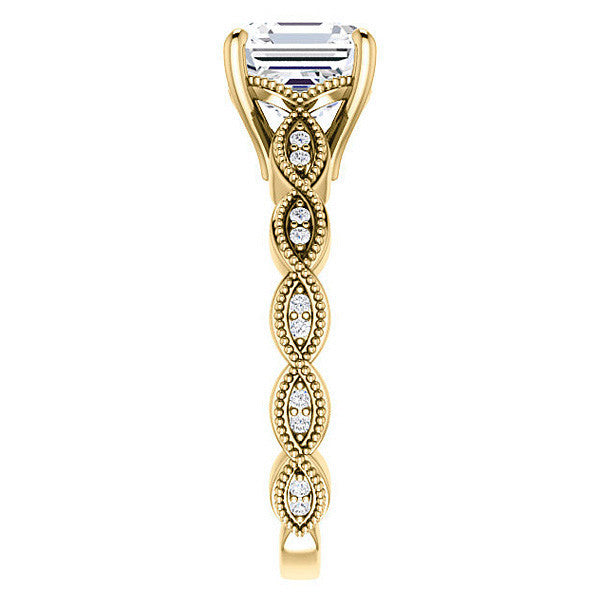 Asscher Infinity-Styled Engagement Ring with Milgrain
