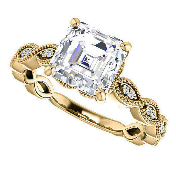 Asscher Infinity-Styled Engagement Ring with Milgrain