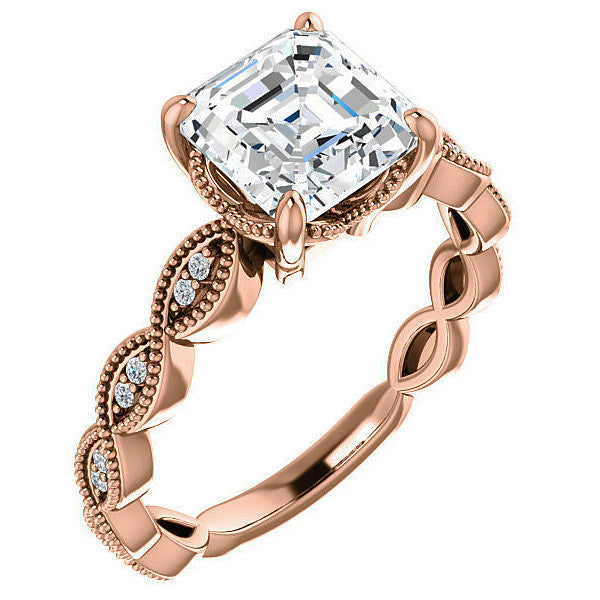 Asscher Infinity-Styled Engagement Ring with Milgrain