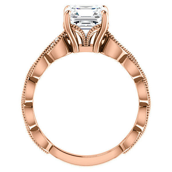 Asscher Infinity-Styled Engagement Ring with Milgrain
