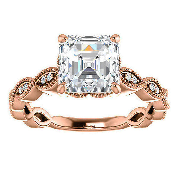 Asscher Infinity-Styled Engagement Ring with Milgrain