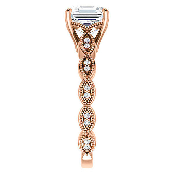 Asscher Infinity-Styled Engagement Ring with Milgrain