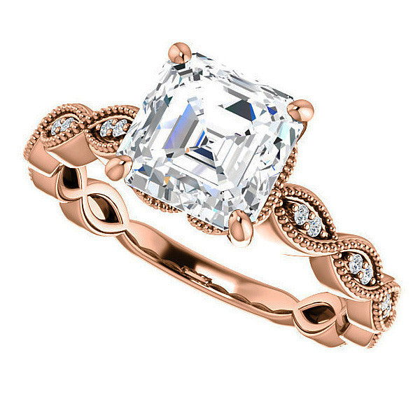 Asscher Infinity-Styled Engagement Ring with Milgrain