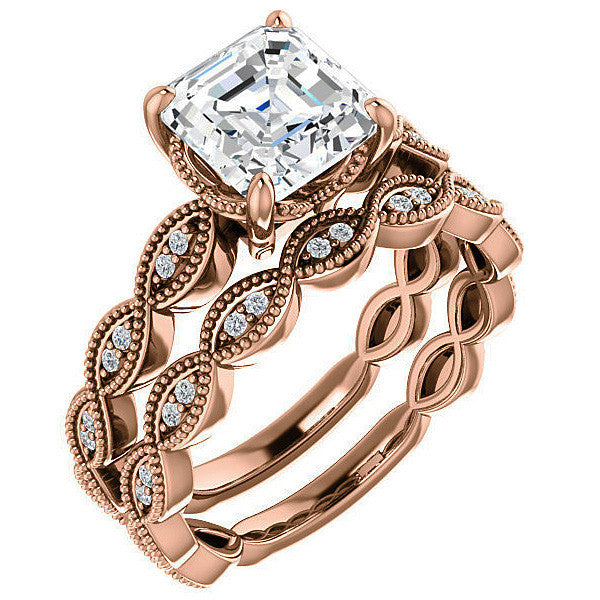 Asscher Infinity-Styled Engagement Ring with Milgrain