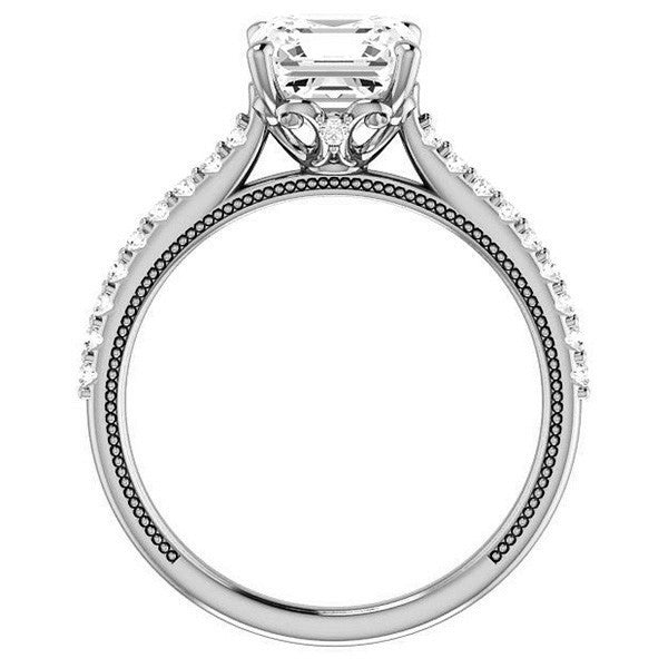 Asscher cut Vintage Engagement Ring with Milgrain