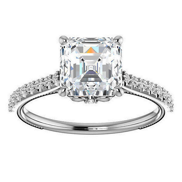 Asscher cut Vintage Engagement Ring with Milgrain