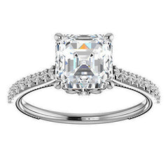 Asscher cut Vintage Engagement Ring with Milgrain