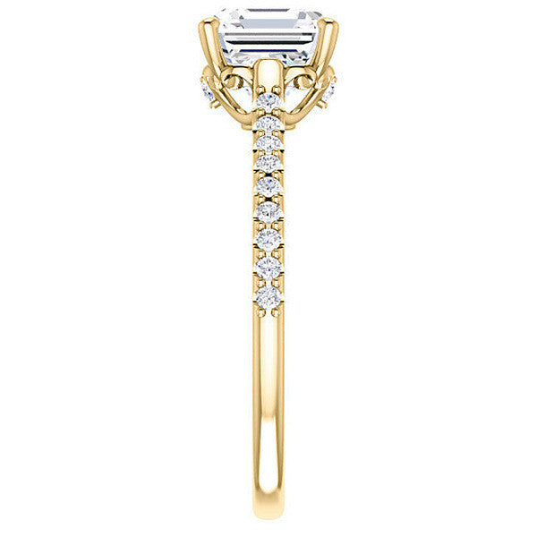 Asscher cut Vintage Engagement Ring with Milgrain