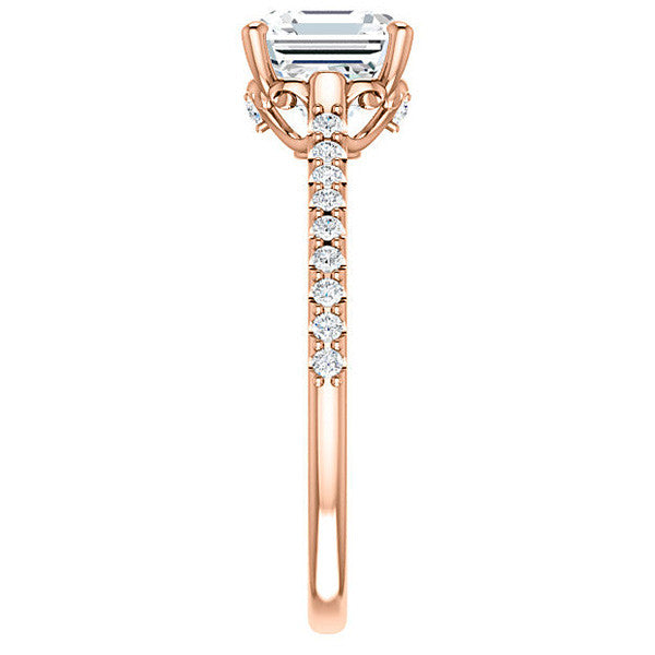 Asscher cut Vintage Engagement Ring with Milgrain