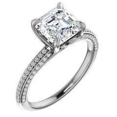 Asscher cut Claw Prong Moissanite Engagement Ring
