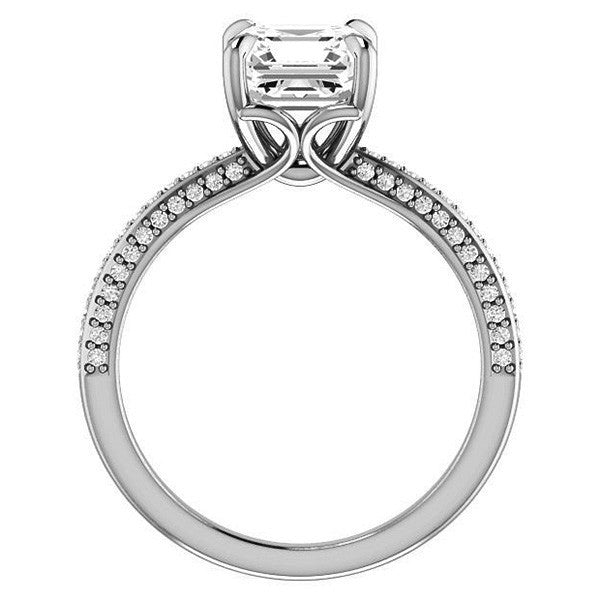Asscher cut Claw Prong Moissanite Engagement Ring