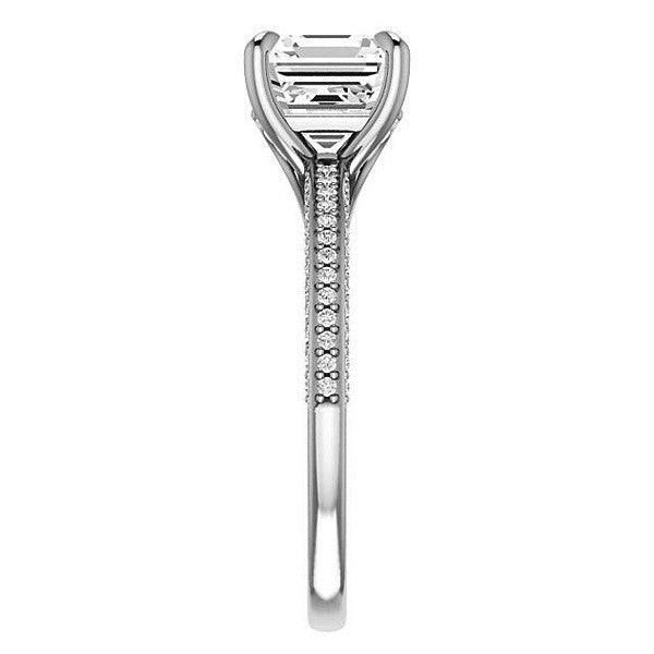 Asscher cut Claw Prong Moissanite Engagement Ring