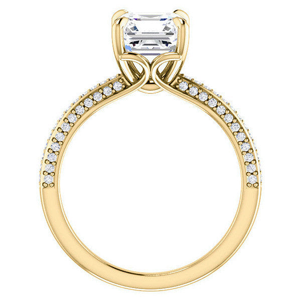 Asscher cut Claw Prong Moissanite Engagement Ring