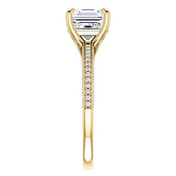 Asscher cut Claw Prong Moissanite Engagement Ring