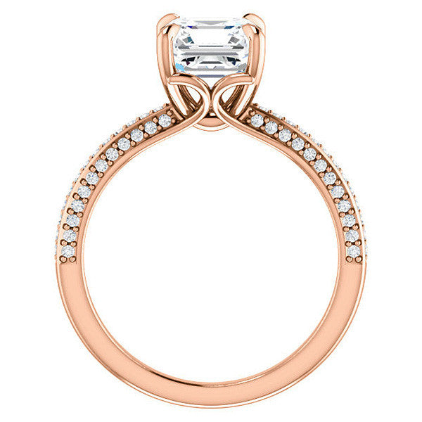 Asscher cut Claw Prong Moissanite Engagement Ring