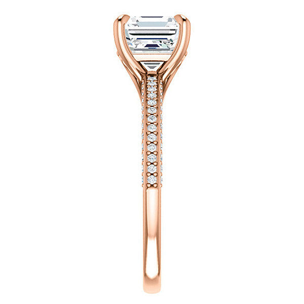Asscher cut Claw Prong Moissanite Engagement Ring