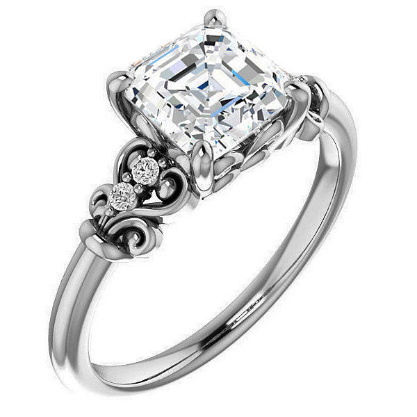 Asscher cut Scroll Engagement Ring