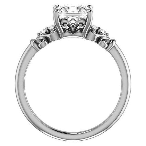 Asscher cut Scroll Engagement Ring