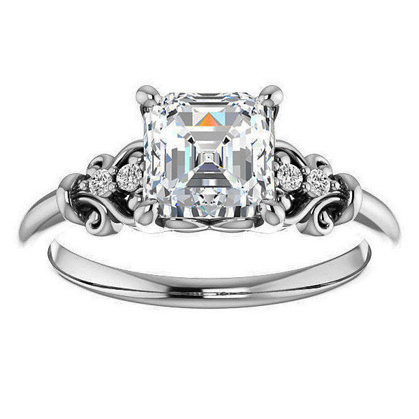 Asscher cut Scroll Engagement Ring