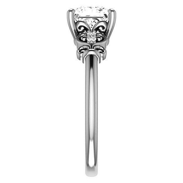 Asscher cut Scroll Engagement Ring