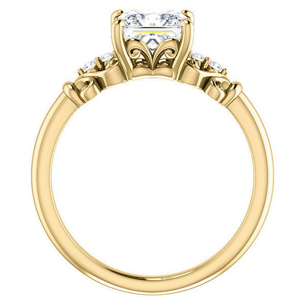 Asscher cut Scroll Engagement Ring