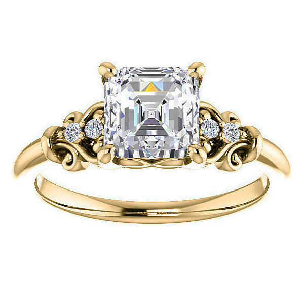 Asscher cut Scroll Engagement Ring