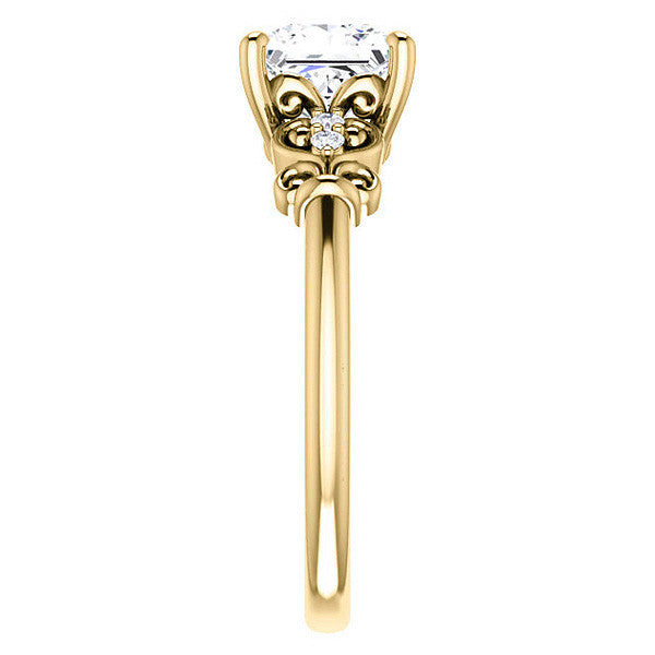 Asscher cut Scroll Engagement Ring
