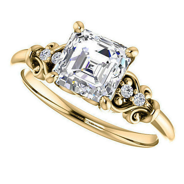 Asscher cut Scroll Engagement Ring