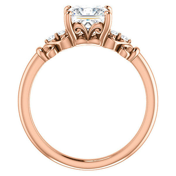 Asscher cut Scroll Engagement Ring