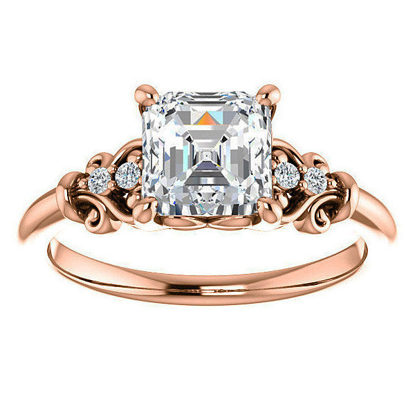 Asscher cut Scroll Engagement Ring