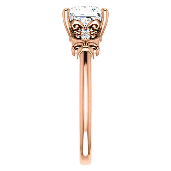 Asscher cut Scroll Engagement Ring
