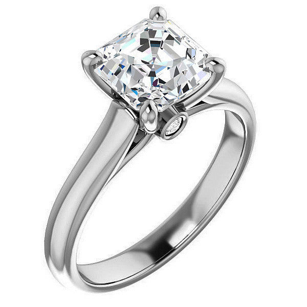 Asscher Cathedral Engagement Ring with Surprise Diamond