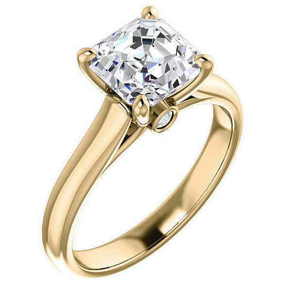 Asscher Cathedral Engagement Ring with Surprise Diamond