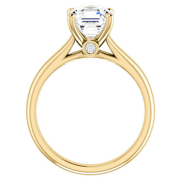 Asscher Cathedral Engagement Ring with Surprise Diamond
