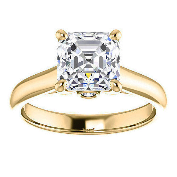 Asscher Cathedral Engagement Ring with Surprise Diamond