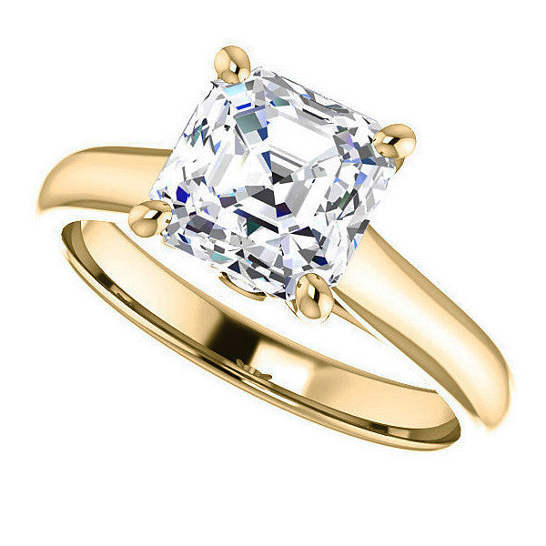 Asscher Cathedral Engagement Ring with Surprise Diamond