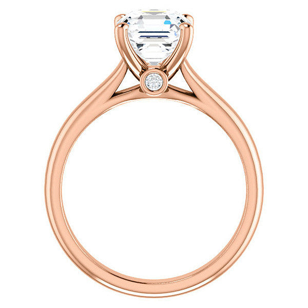 Asscher Cathedral Engagement Ring with Surprise Diamond