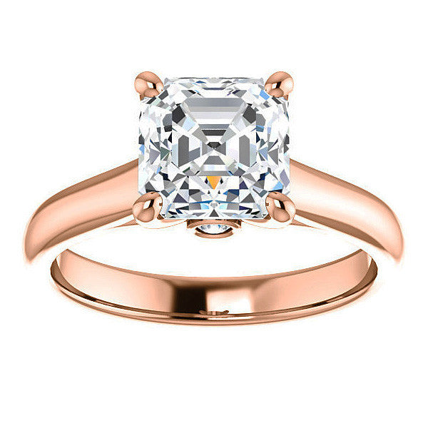 Asscher Cathedral Engagement Ring with Surprise Diamond