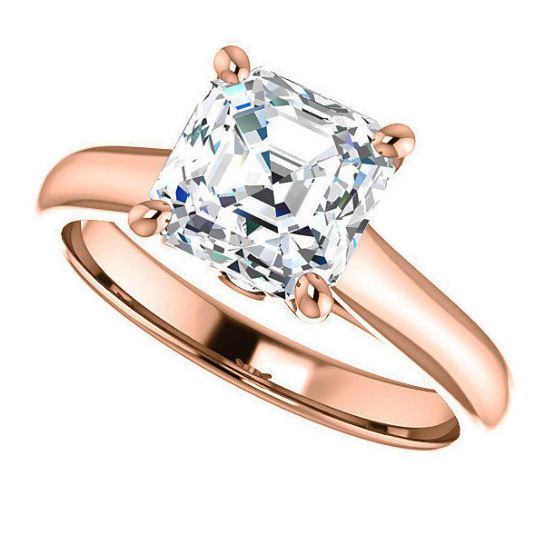 Asscher Cathedral Engagement Ring with Surprise Diamond