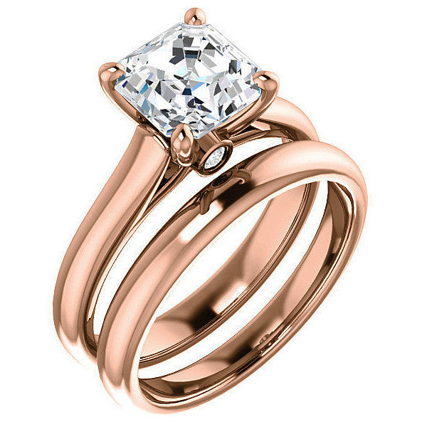 Asscher Cathedral Engagement Ring with Surprise Diamond
