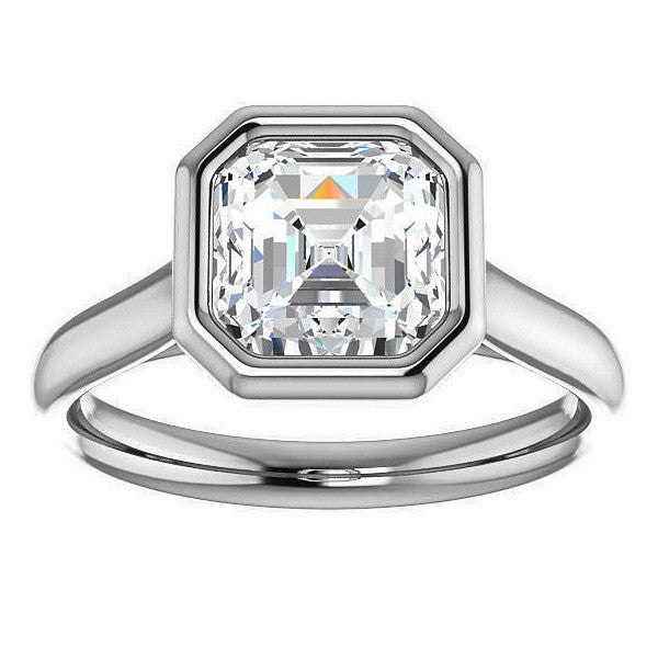 Asscher cut Moissanite Petite Bezel Solitaire